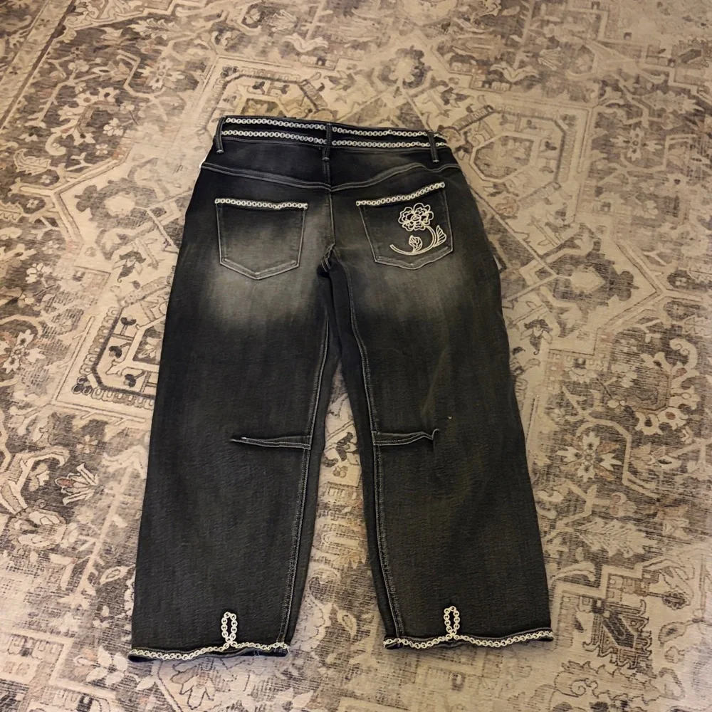 DRIFTWOOD Black Jeans with Cream Floral Embroidery - Picture 7 of 8